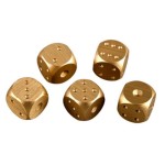 Set of 5 aluminum dice, model D5AG, golden color